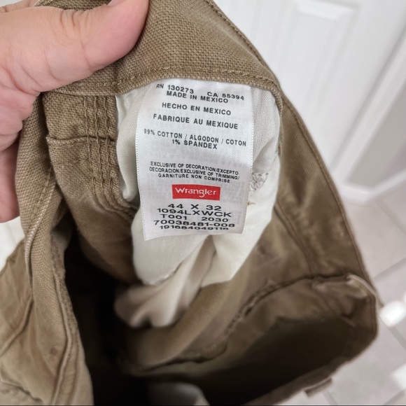 Wrangler mens relaxed flex carpenter jeans khaki canvas 44 X 32 - Picture 6 of 7